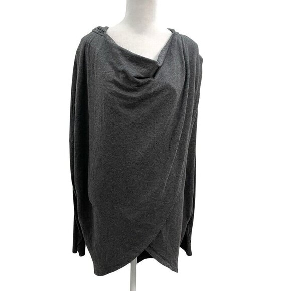 ATHLETA  Comfy Wrap Sweatshirt Sweater Hood Thumbholes Gray size Large - Picture 1 of 11